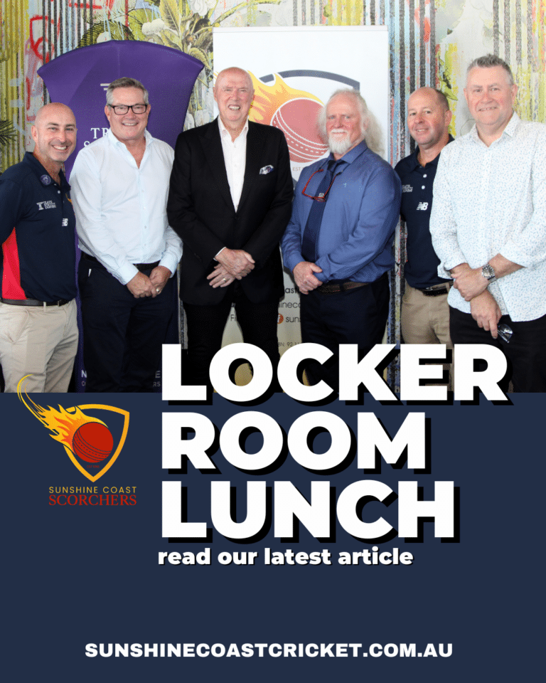 Sunshine Coast Cricket Locker room lunch with Kerry Okeefe and Laurie Fisher